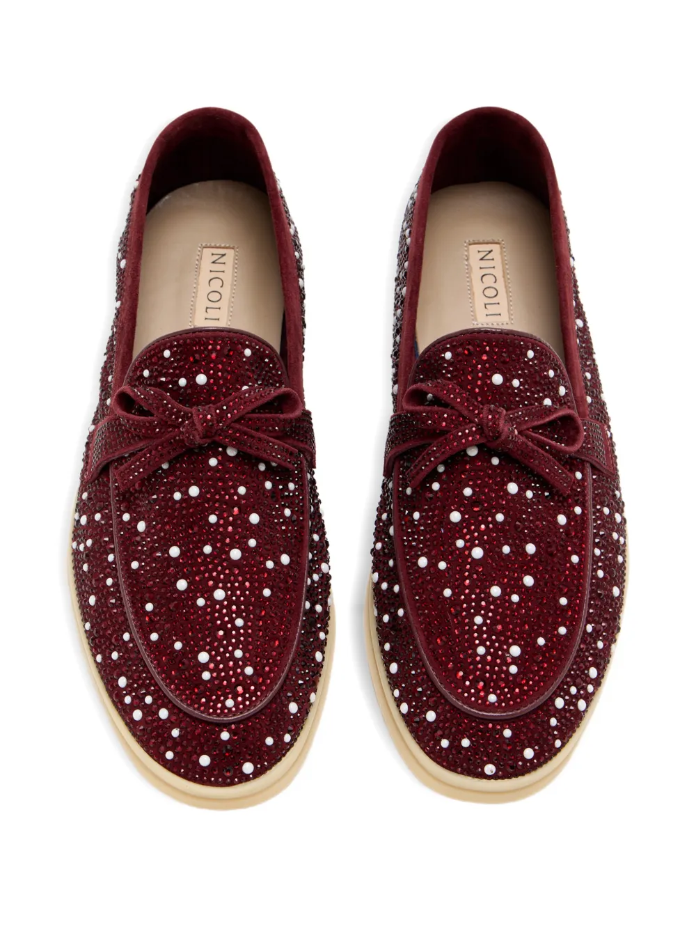 NICOLI Aurelia bow-embellished loafers - Rood