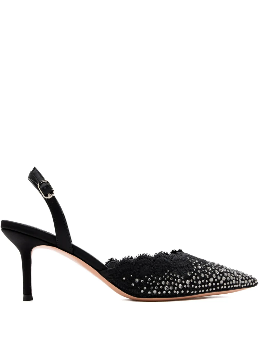 NICOLI 70 mm Rimini slingback pumps verfraaid met kant Zwart
