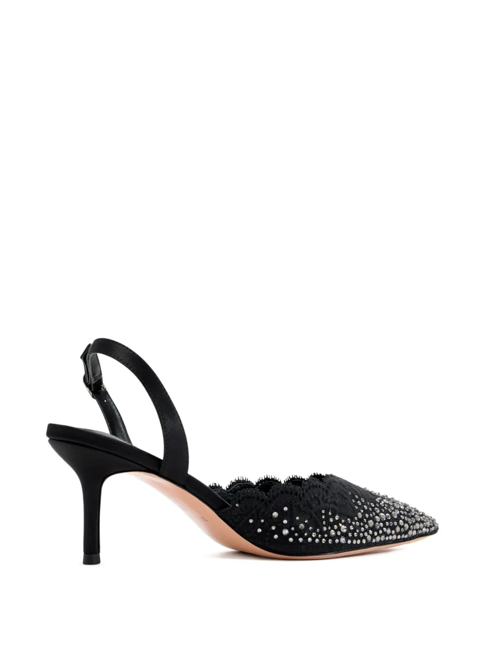 NICOLI 70 mm Rimini slingback pumps verfraaid met kant Zwart