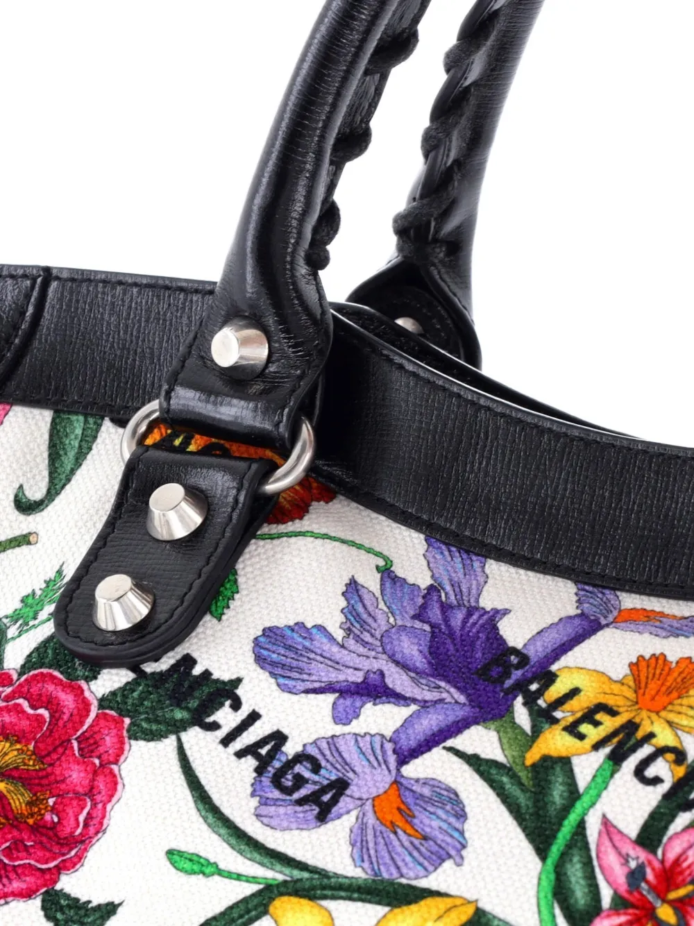 Pre-owned Gucci X Balenciaga The Hacker Project Neo Classic City Bag Flora Canvas Medium Shoulder Bag In Black