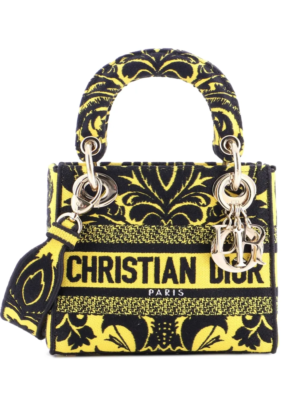 Christian Dior Pre-Owned Lady D-Lite Bag Embroidered Canvas Mini satchel - Giallo