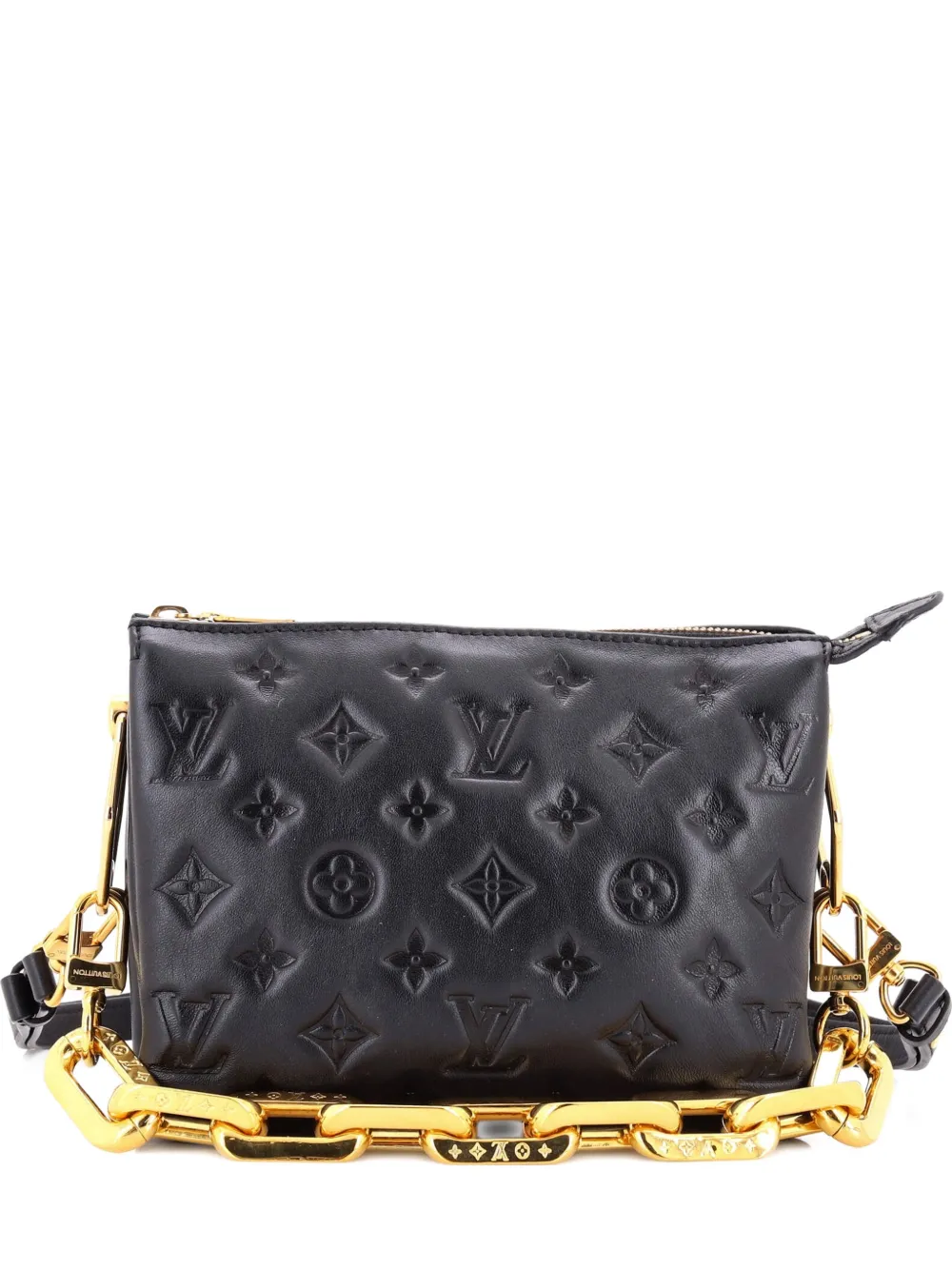 Pre-owned Louis Vuitton Coussin Bag Monogram Embossed Lambskin Bb Crossbody Bag In Black
