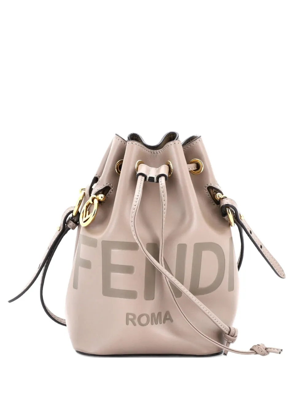 Click to view more detailed imagery on our partner's website Pre-owned Fendi Logo Mon Tresor Leather Mini Bucket Bag In Brown