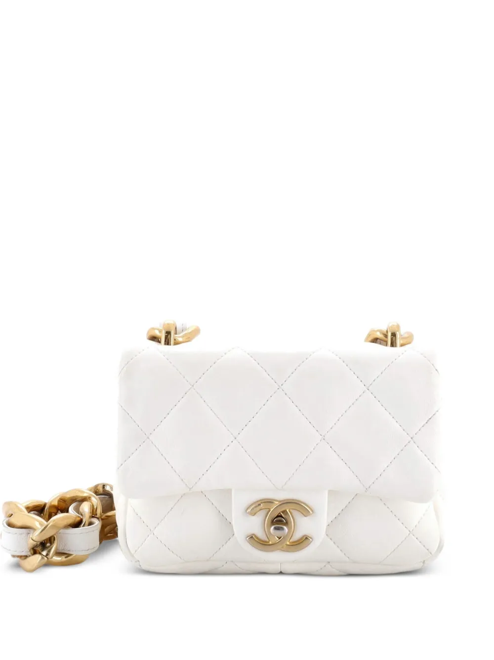 CHANEL Pre-Owned Funky Town Flap Bag Quilted Lambskin Mini shoulder bag - Bianco