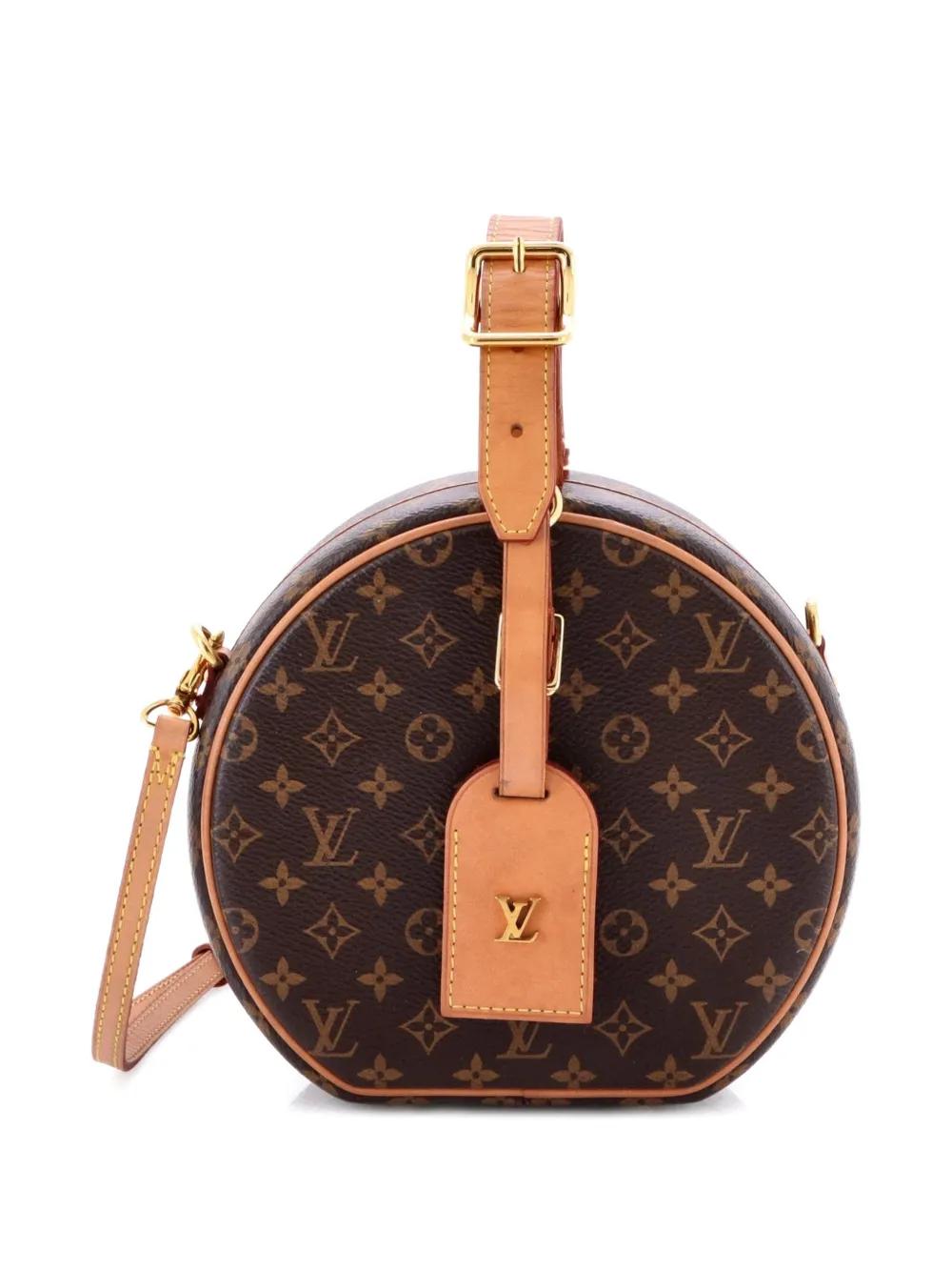 Pre-owned Louis Vuitton Petite Boite Chapeau Bag Monogram Canvas Crossbody Bag In Brown