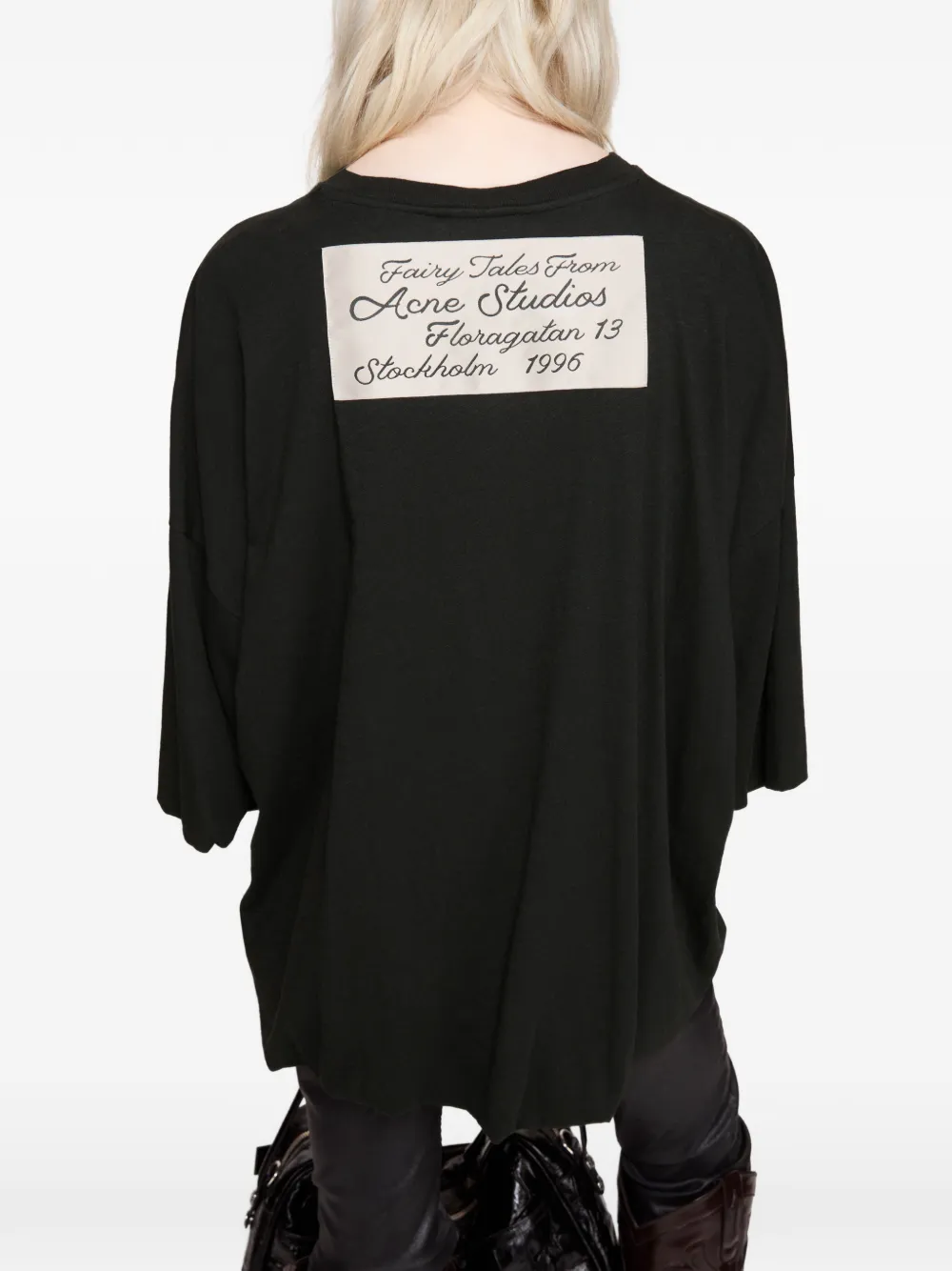 Acne Studios Gesmockt T-shirt met logo Zwart