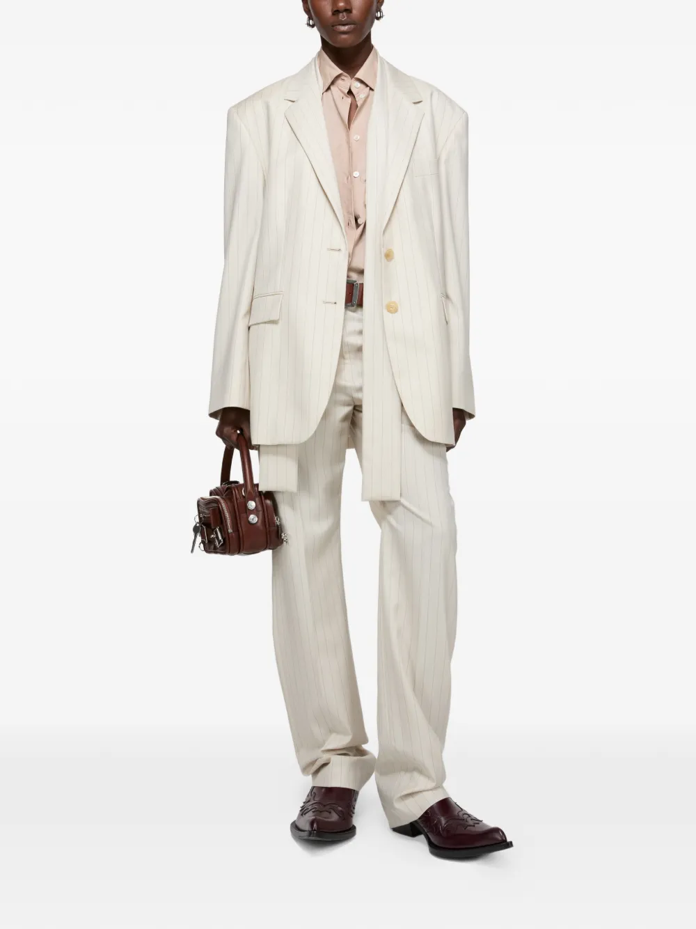  Acne Studios Wool Pinstripe Trousers - Neutrals 