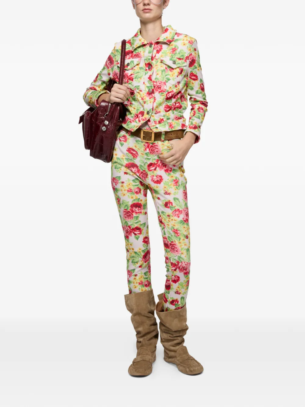 Acne Studios Broek met bloemen Beige