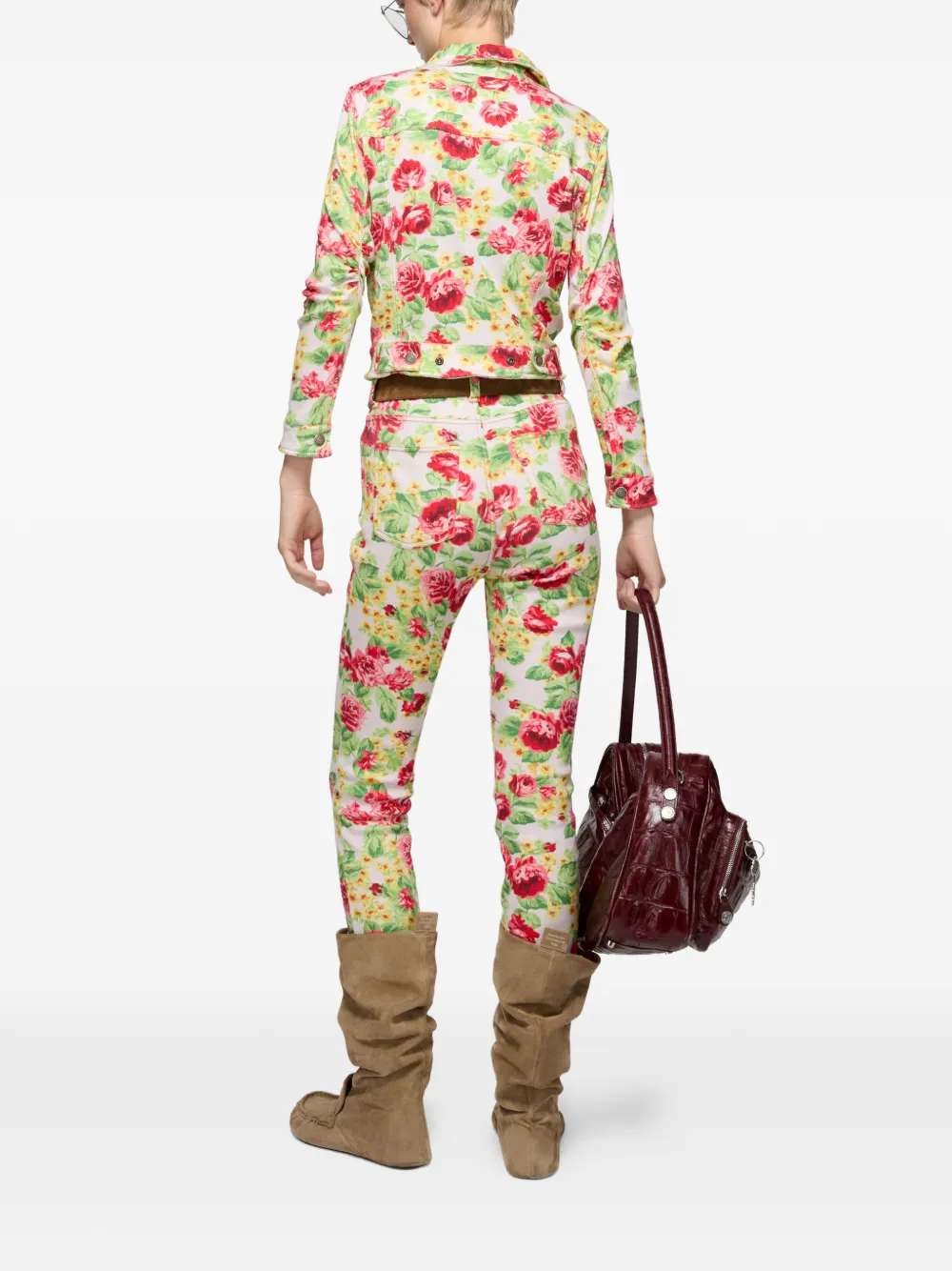 Acne Studios Broek met bloemen Beige
