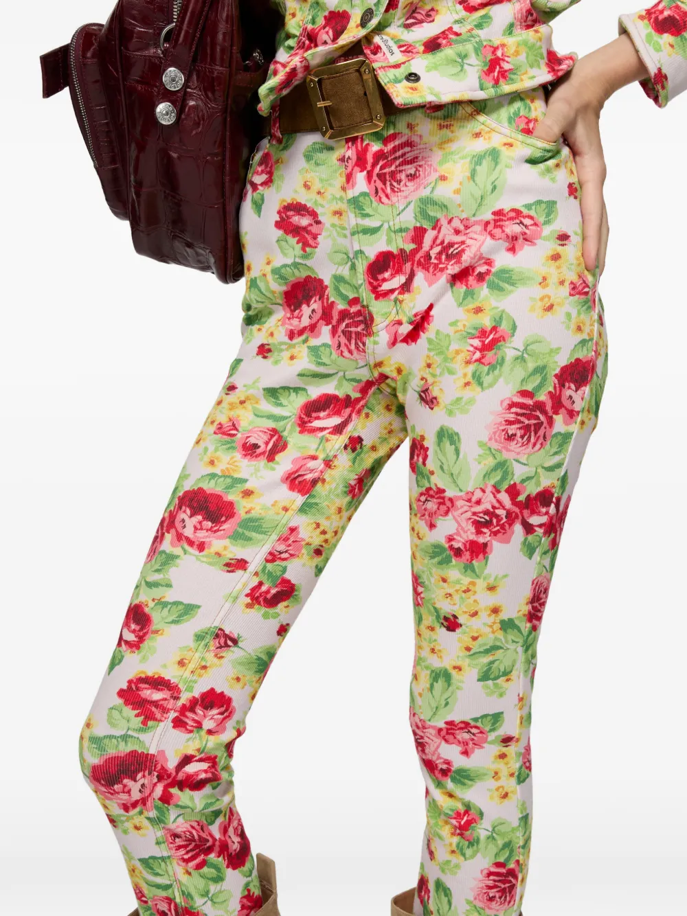 Acne Studios Broek met bloemen Beige