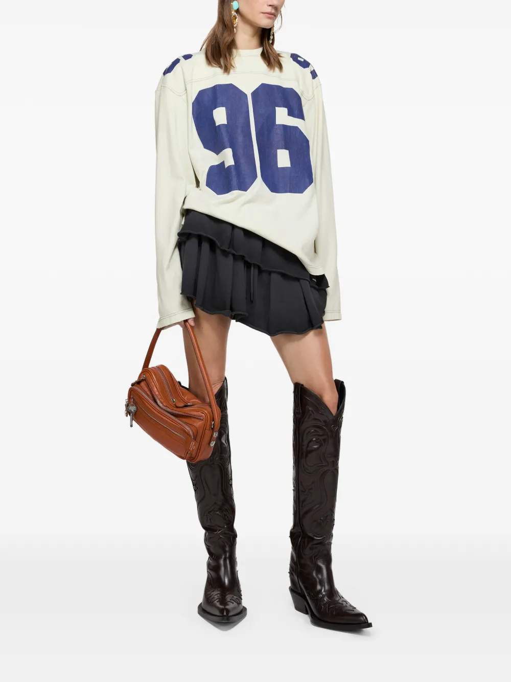  Acne Studios Ruffled Drawstring Mini Skirt - Black 
