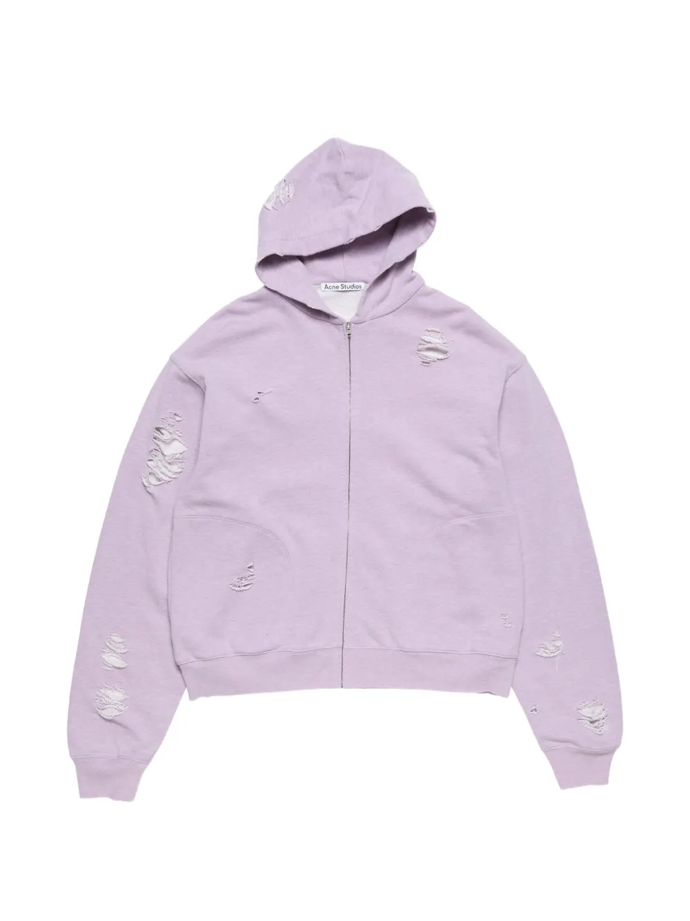 Acne Studios distressed zipped hoodie - Viola