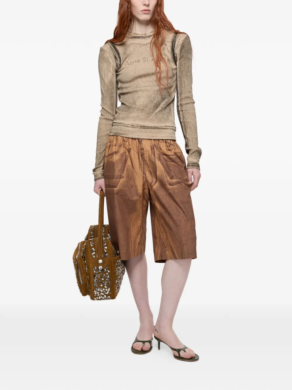  Acne Studios Camiseta Estampada A Capas - Neutro 