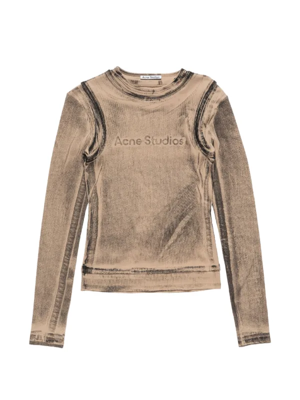 Acne Studios Layered Printed T-shirt in Neutrals