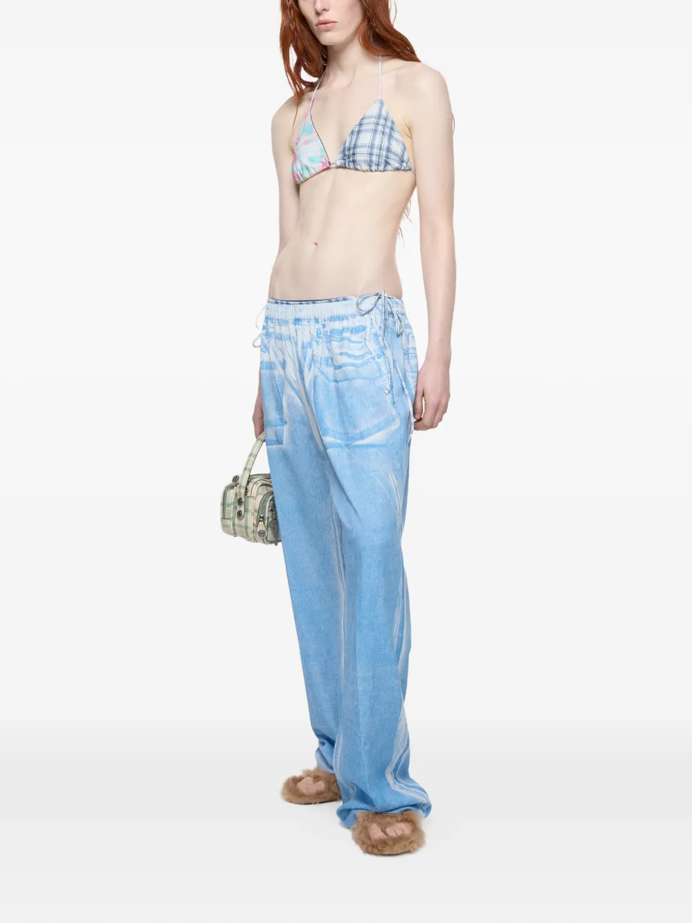 Acne Studios Geruite bikini met bloemen-print Blauw