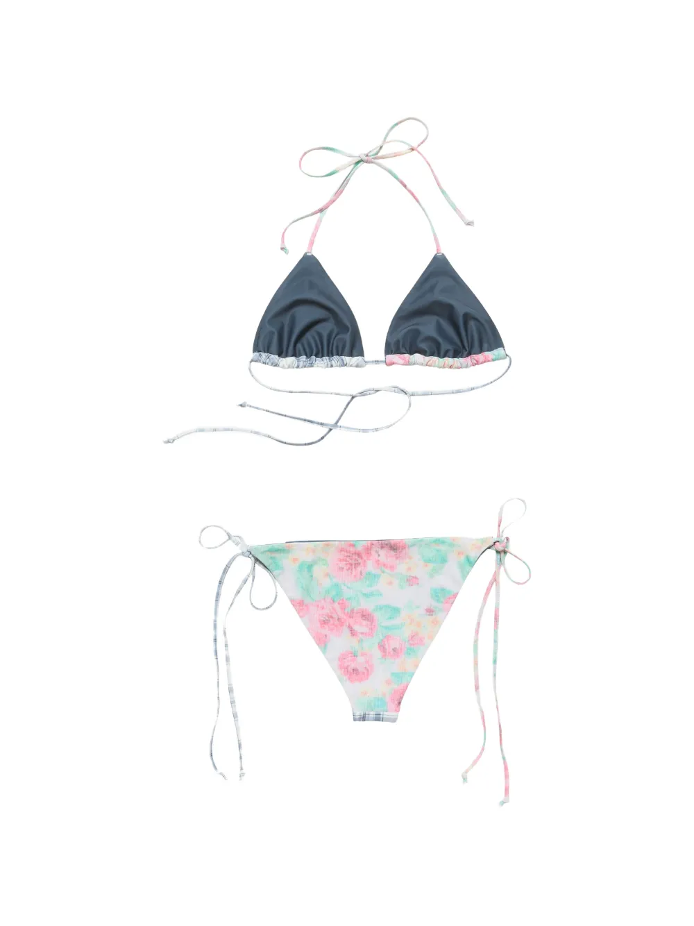 Acne Studios Geruite bikini met bloemen-print Blauw