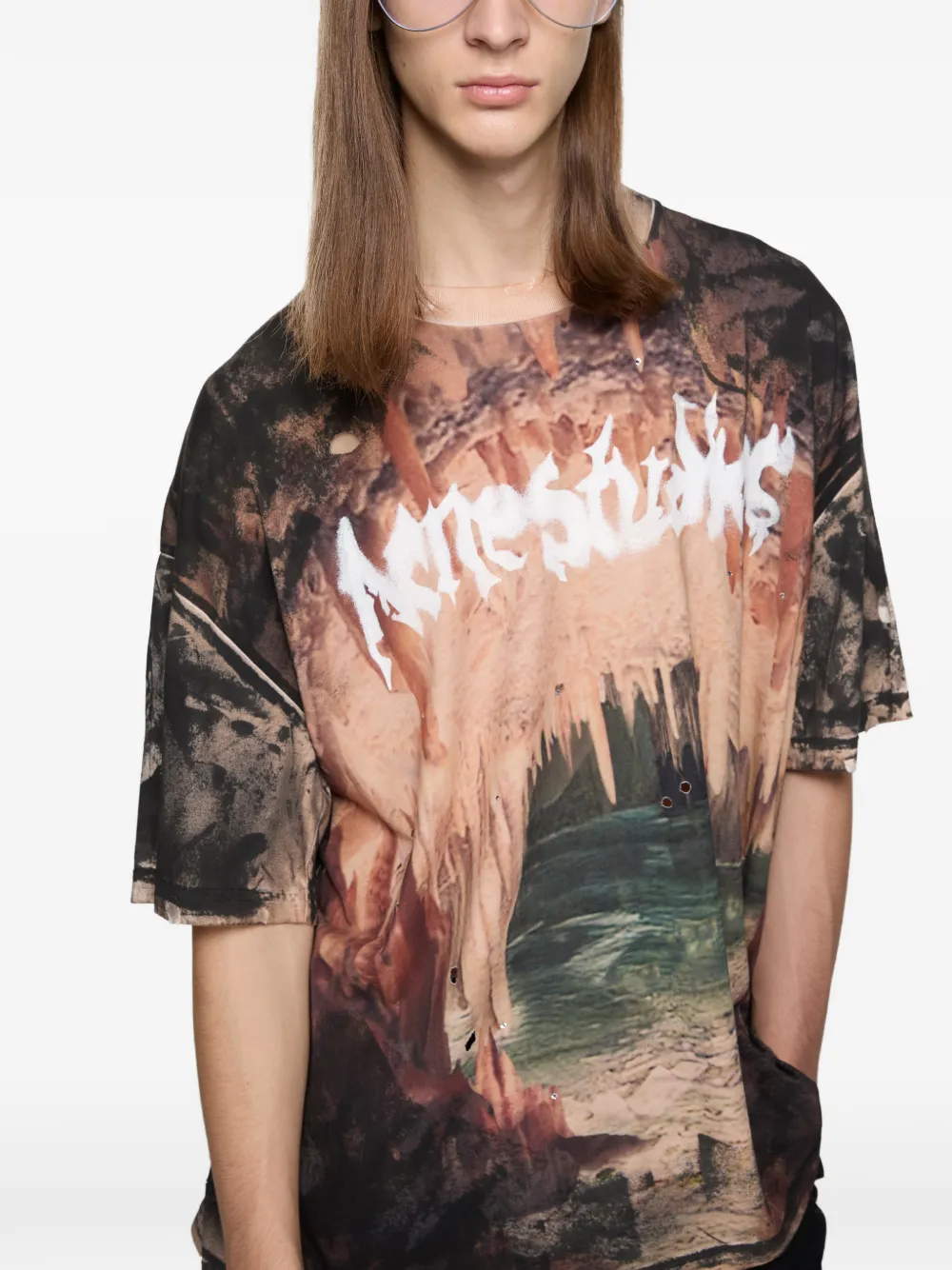 Acne Studios T-shirt met logo en stras Zwart