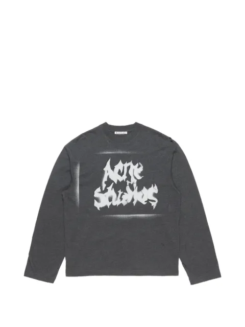 Acne Studios logo-print distressed long-sleeve T-shirt