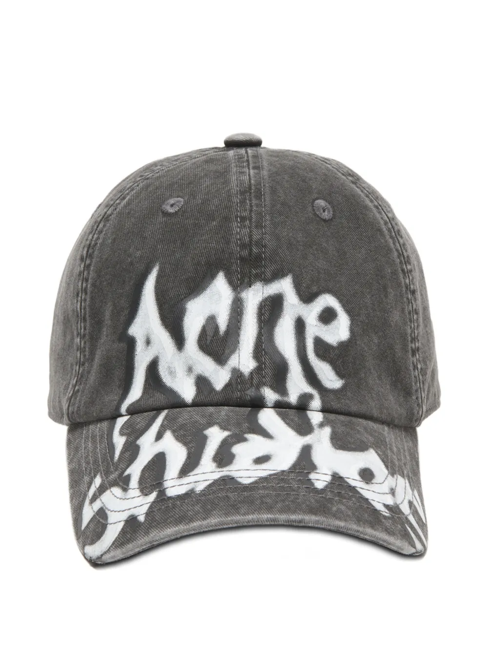 Acne Studios Logo-print Cotton-twill Baseball Cap In Gray