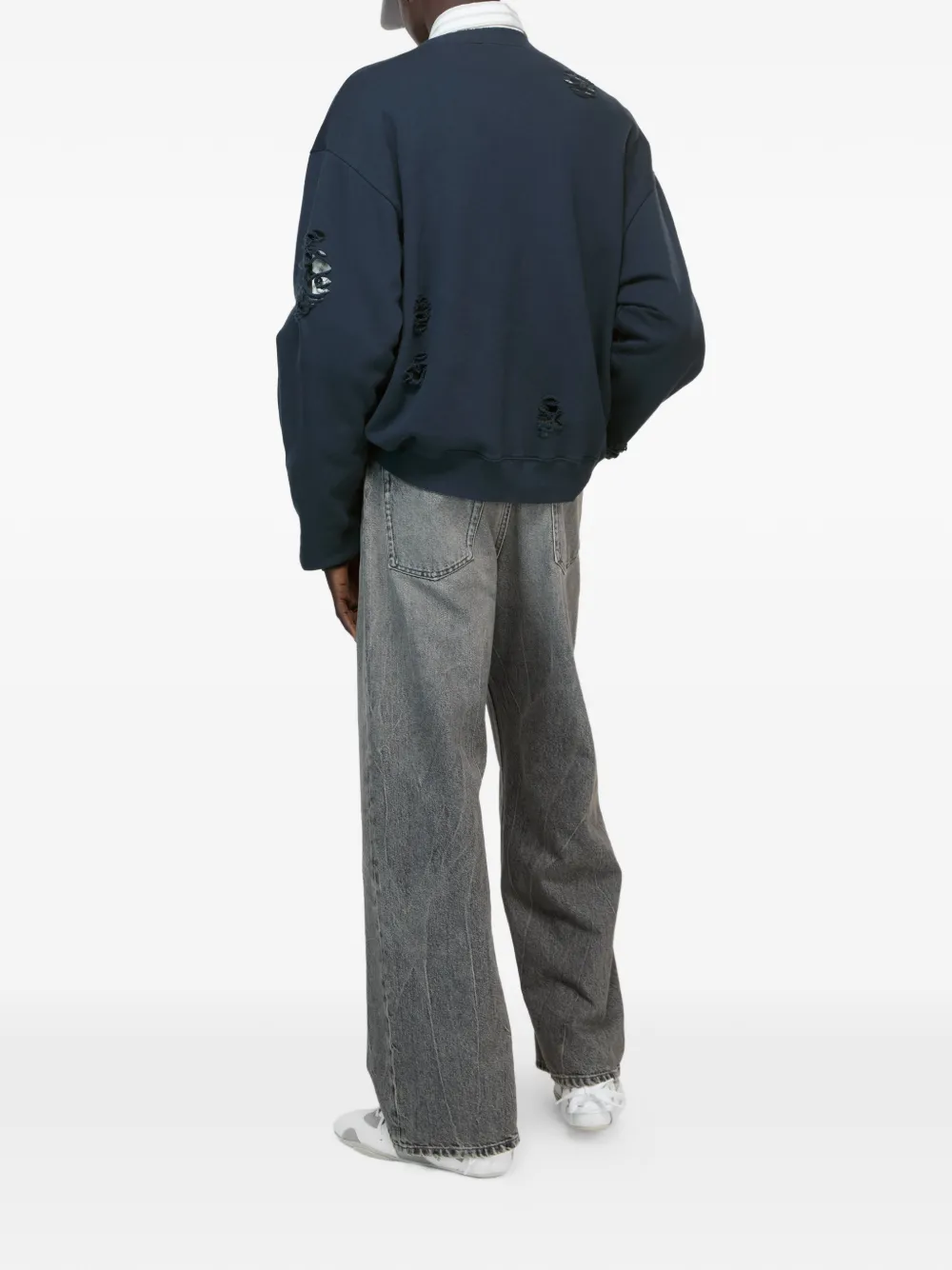  Acne Studios Distressed Logo Sweatshirt - Blue 