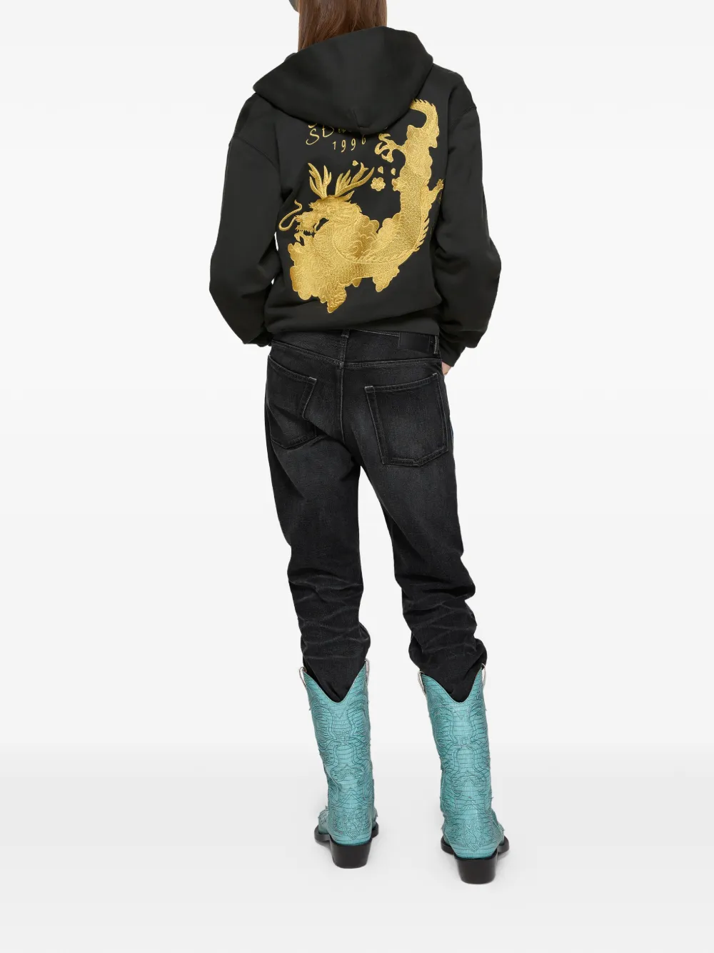 Acne Studios Hoodie met geborduurd logo Zwart
