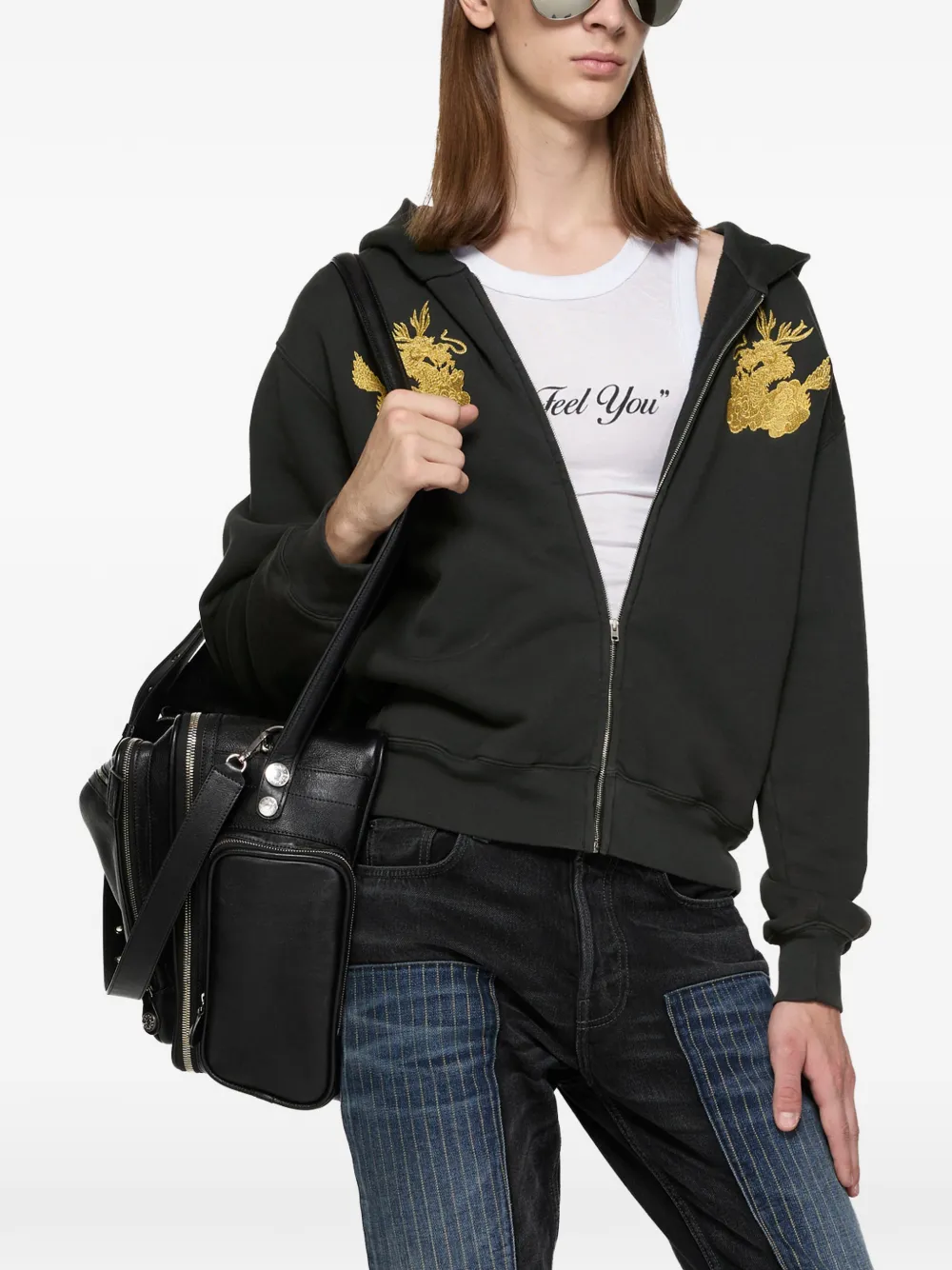 Acne Studios Hoodie met geborduurd logo Zwart