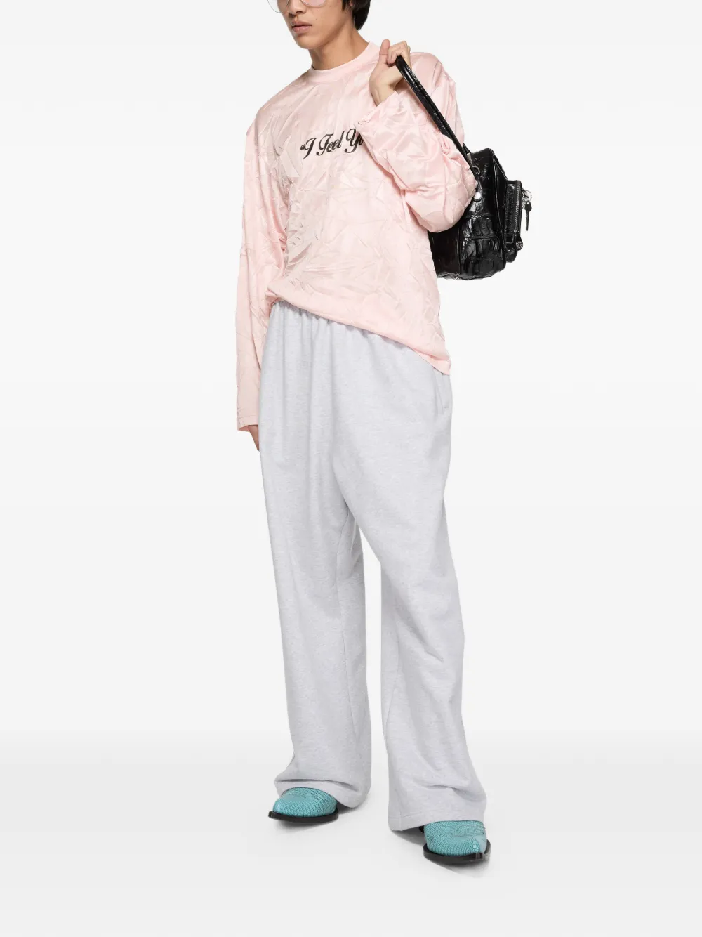 Acne Studios Gekreukt T-shirt met grafische print Roze