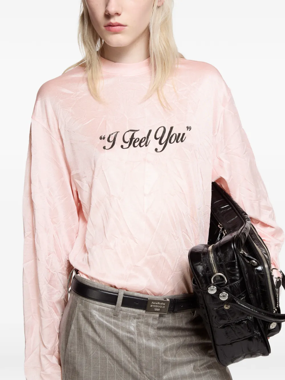 Acne Studios Gekreukt T-shirt met grafische print Roze