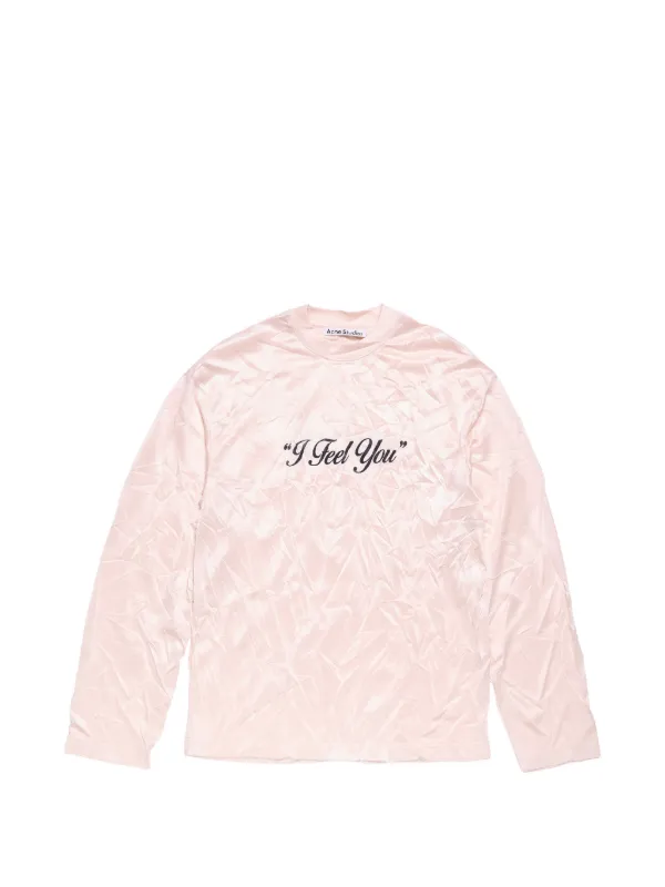 Acne Studios Crinkled Graphic T-shirt in Pink