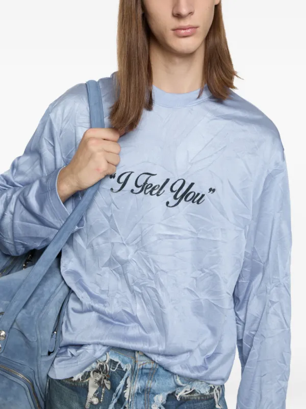 Acne Studios Crinkled Graphic T-shirt | Blue | FARFETCH JO