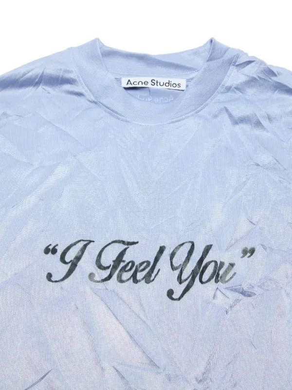 Acne Studios Crinkled Graphic T-shirt | Blue | FARFETCH JO