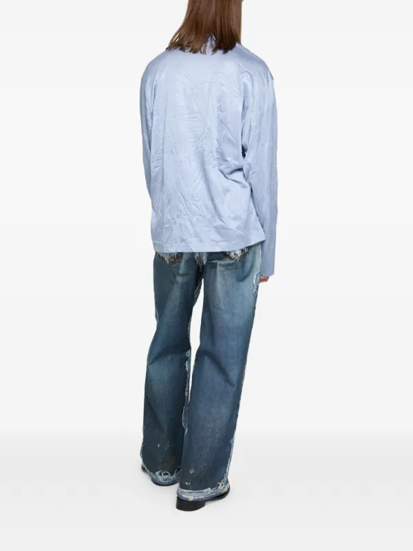 Acne Studios Crinkled Graphic T-shirt | Blue | FARFETCH JO