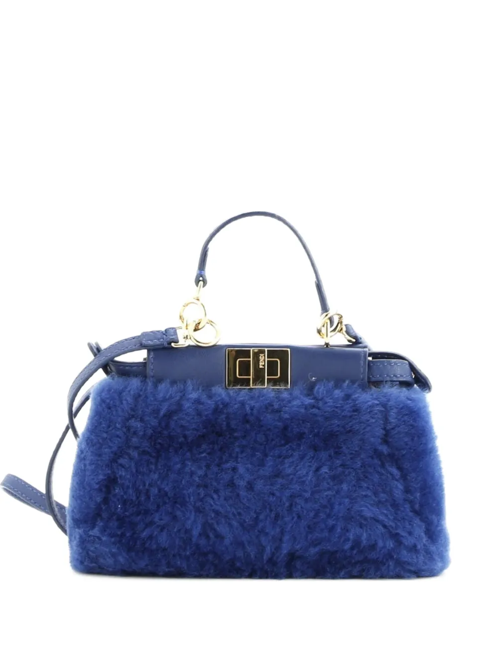 Fendi Pre-Owned Peekaboo Bag Fur Micro satchel - Blu