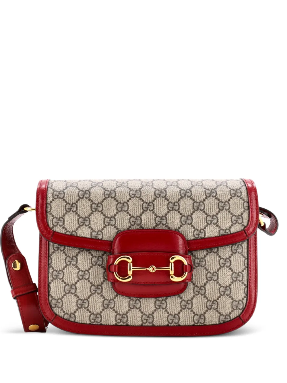 Gucci Pre-Owned Horsebit 1955 Shoulder Bag GG Coated Canvas with Leather Small crossbody bag - Marrone