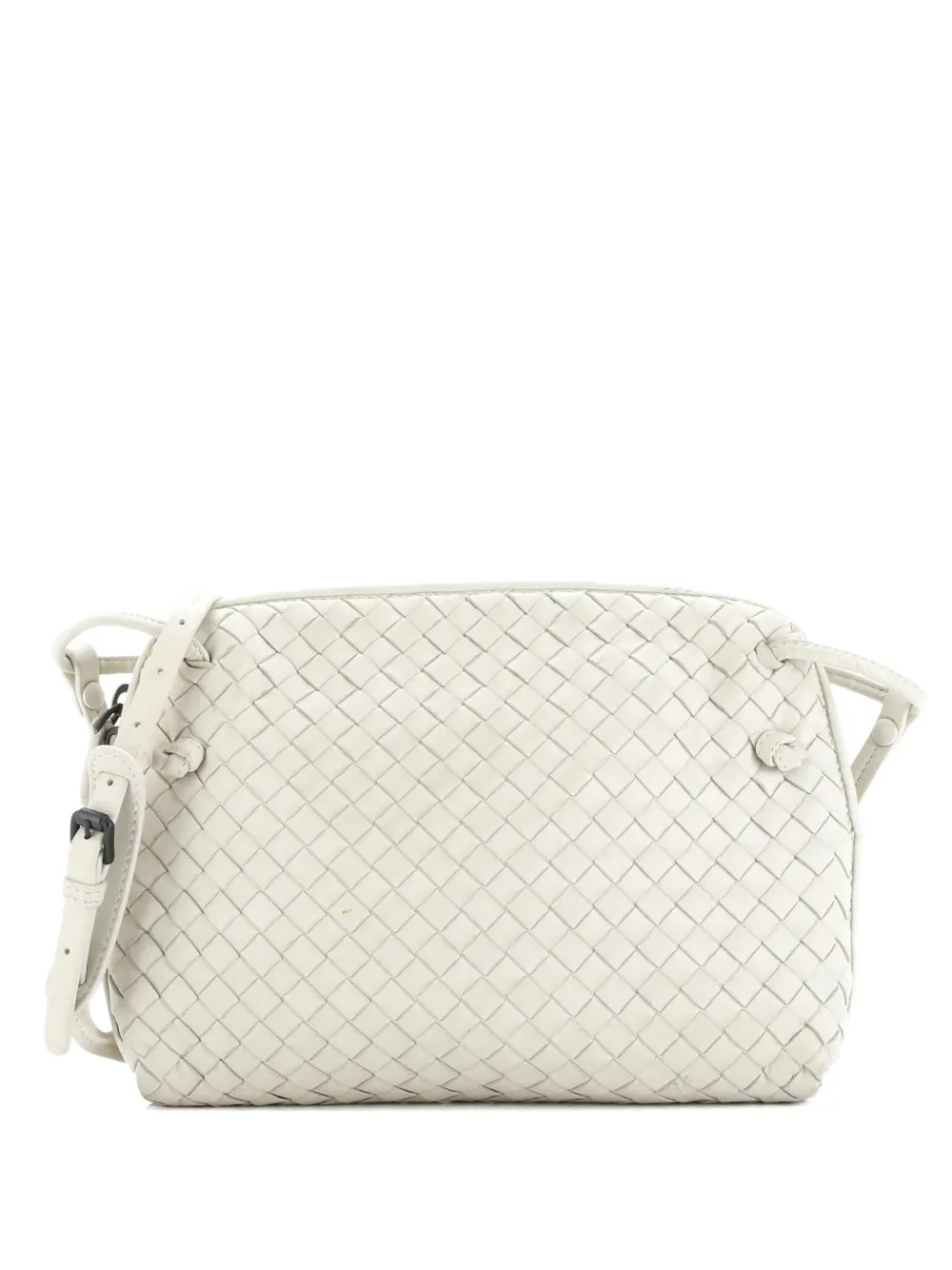 Pre-owned Bottega Veneta Nodini Intrecciato Nappa Small Crossbody Bag In Neutral