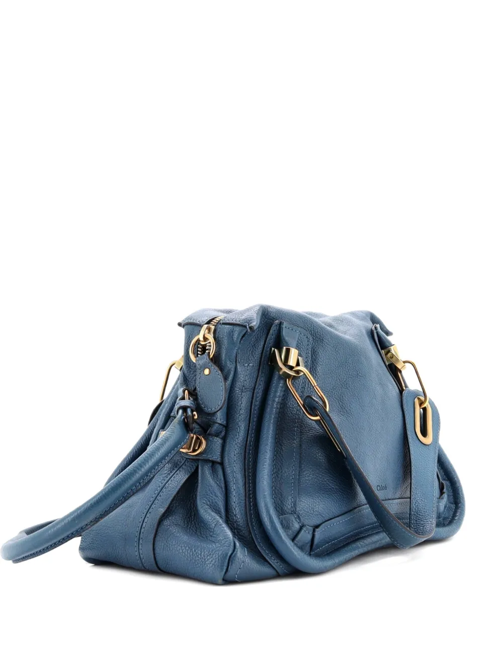 Pre-owned Chloé Paraty Top Handle Bag Leather Medium Satchel In Blue