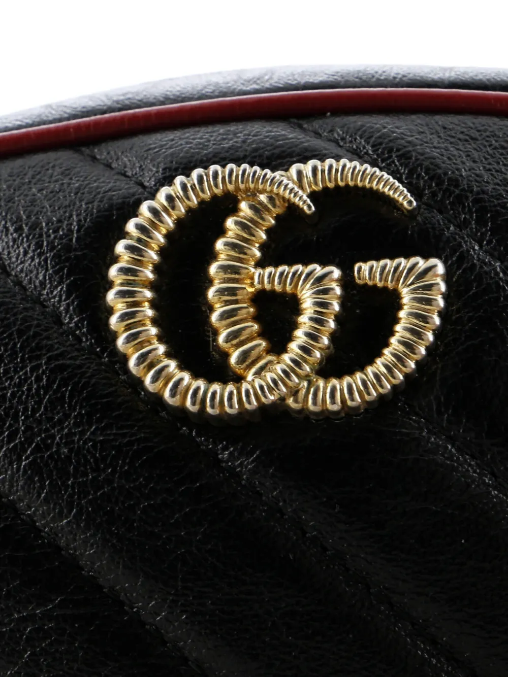 GUCCI Pre-owned Gg Marmont Diagonal Quilted Leather Belt Bag In Black