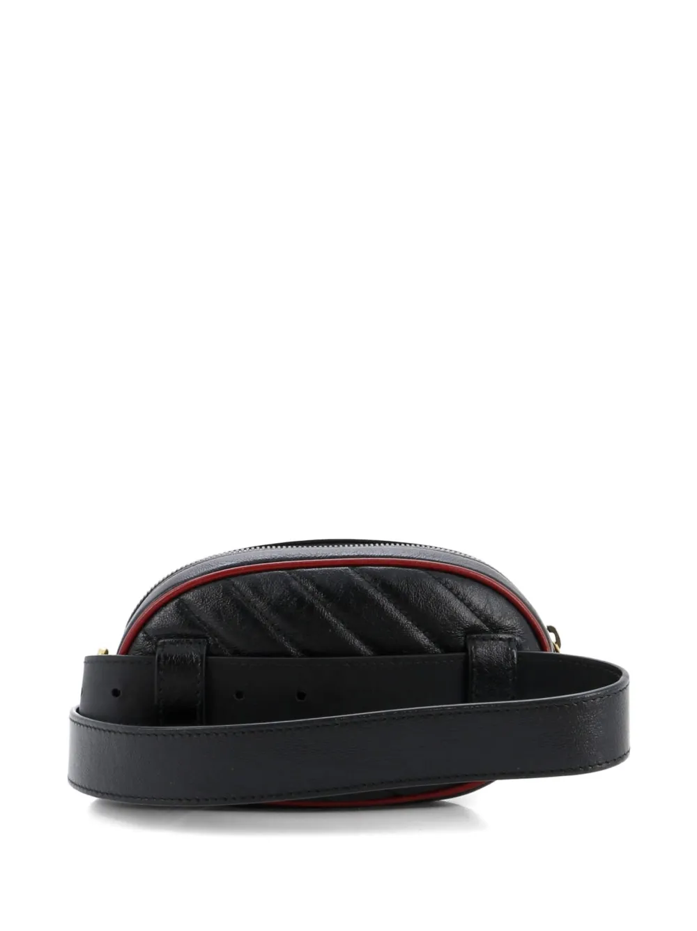 GUCCI Pre-owned Gg Marmont Diagonal Quilted Leather Belt Bag In Black