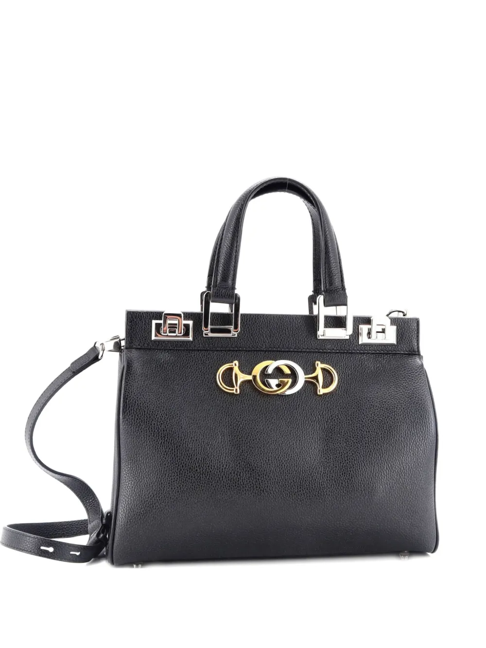 Pre-owned Gucci Zumi Top Handle Bag Leather Small Satchel In Black