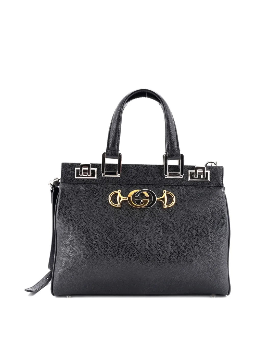 Pre-owned Gucci Zumi Top Handle Bag Leather Small Satchel In Black