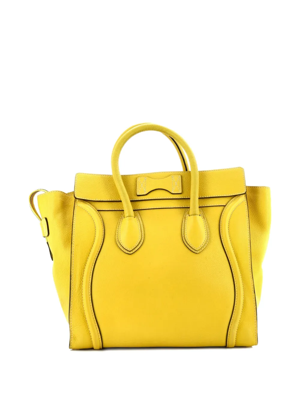 Pre-owned Celine Luggage Bag Grainy Leather Mini Tote Bag In Yellow