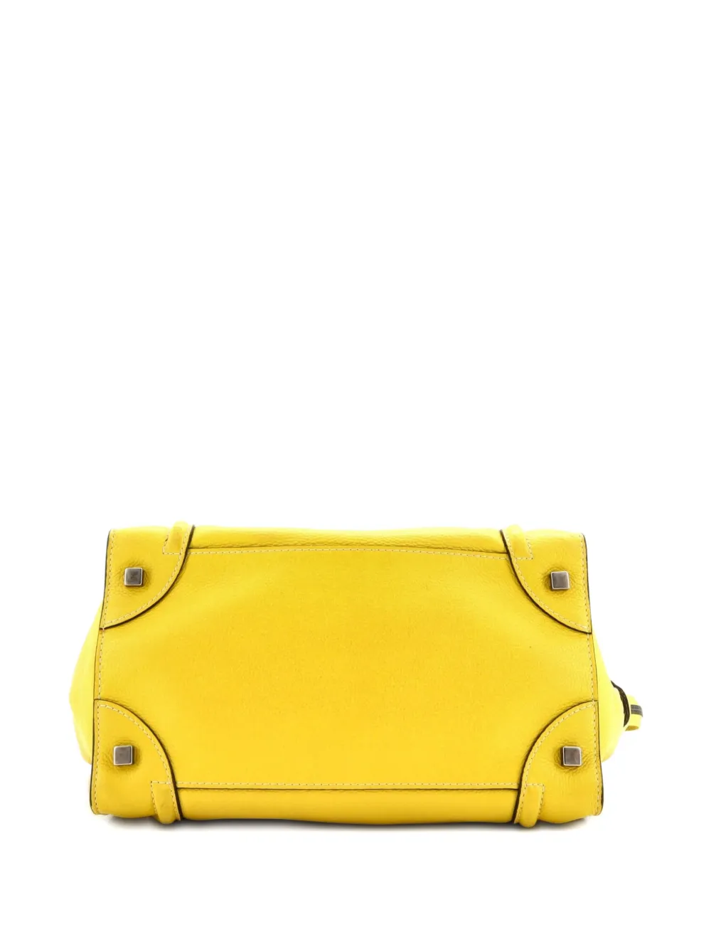 Pre-owned Celine Luggage Bag Grainy Leather Mini Tote Bag In Yellow