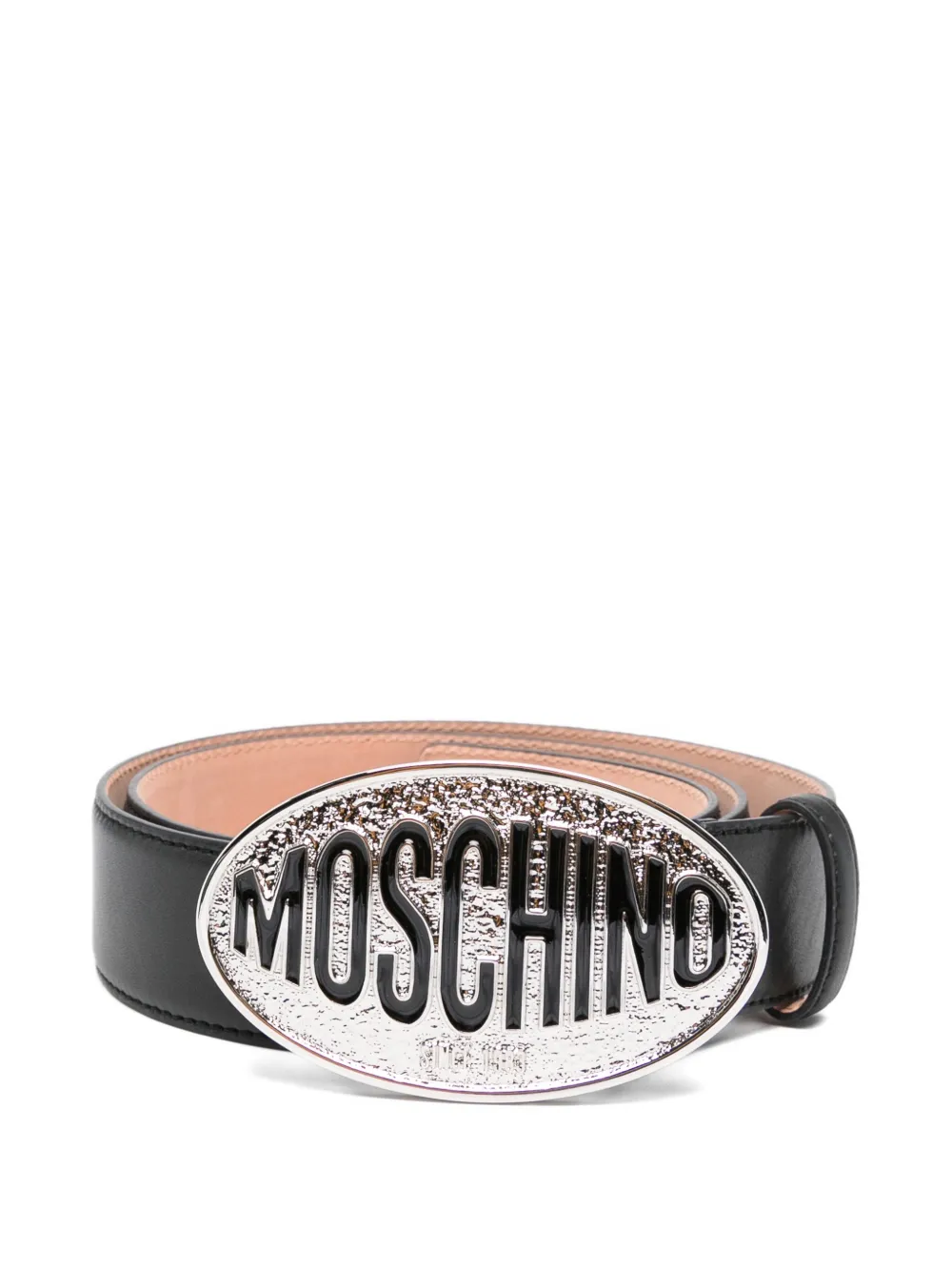 Moschino oval-buckle leather belt - Nero