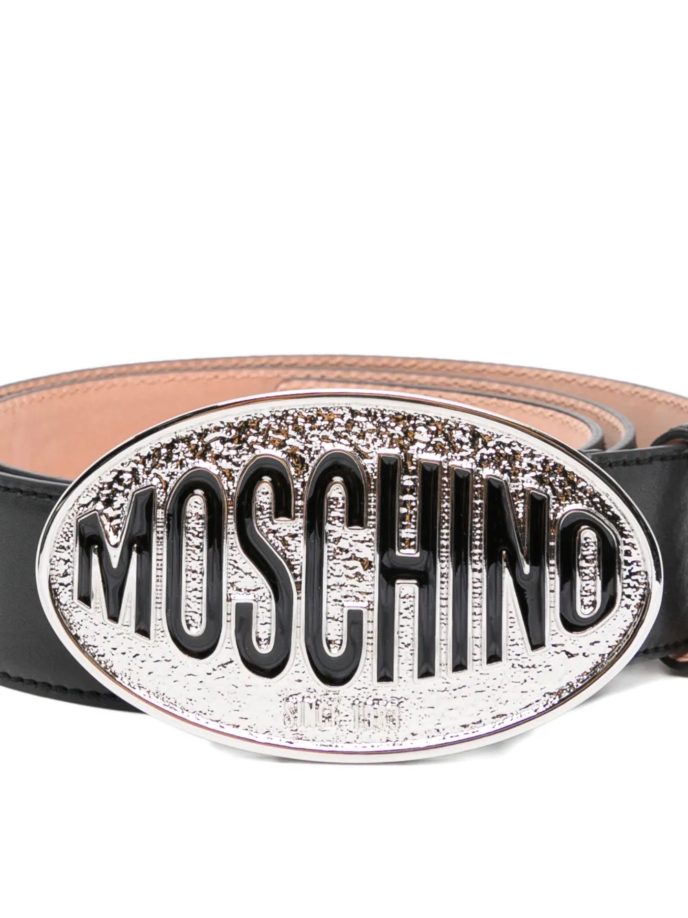 oval-buckle leather belt