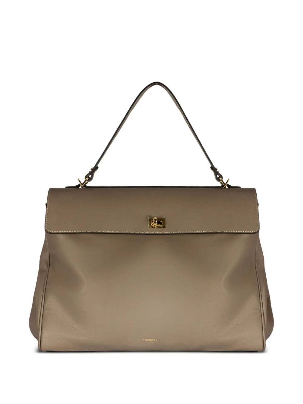 avenue 67 twist-lock leather tote bag - Marrone