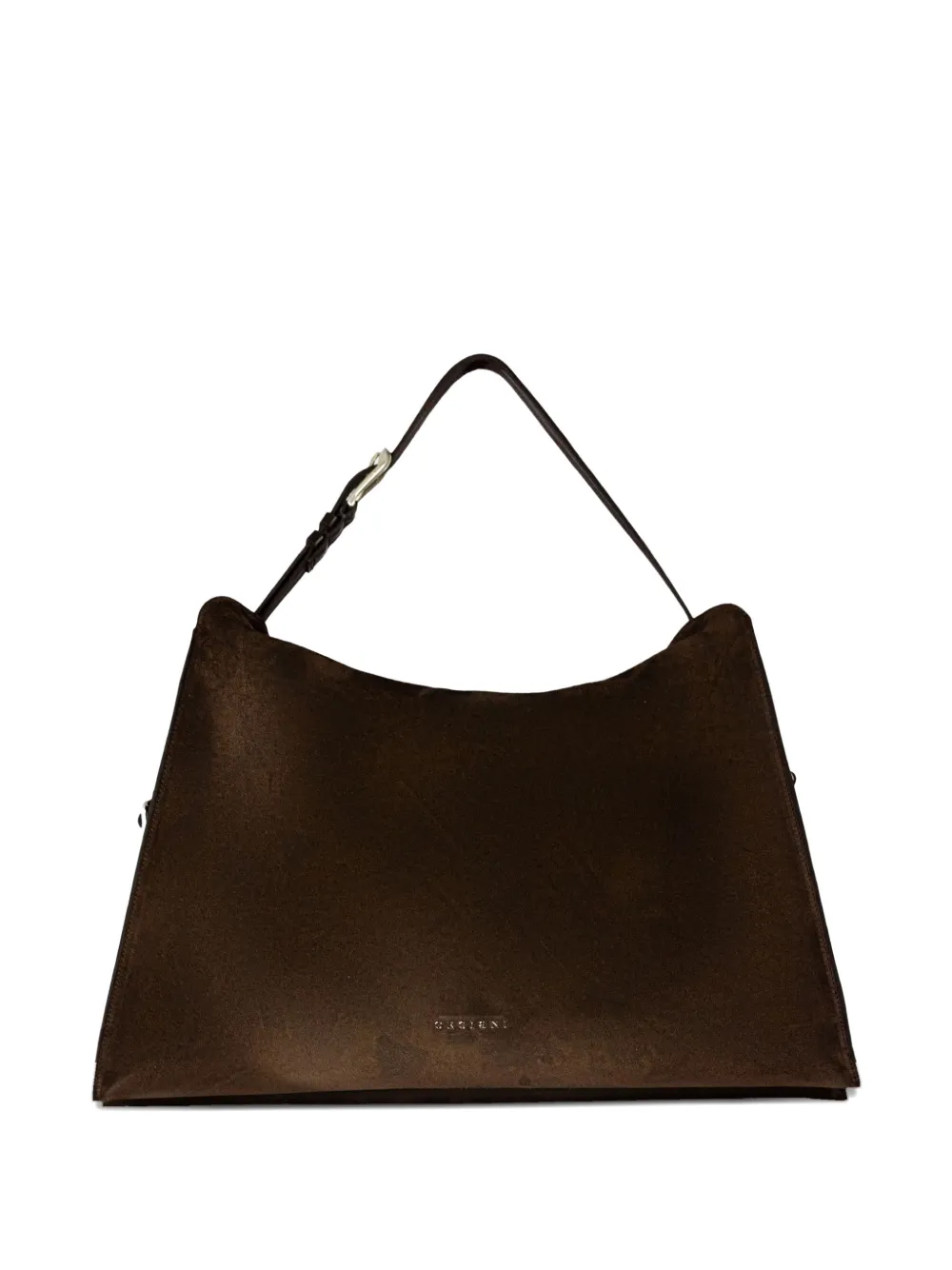 Orciani Trinity Peach Suede Large Shoulder Bag In Brown