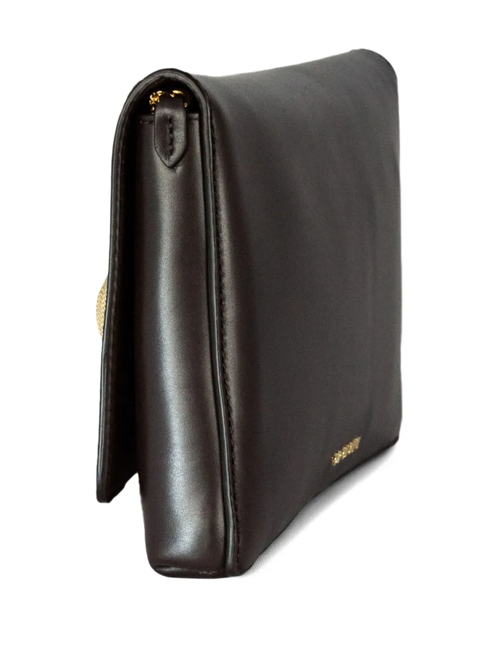 Orciani Gossip Soft Logo-print Leather Clutch Bag In Brown