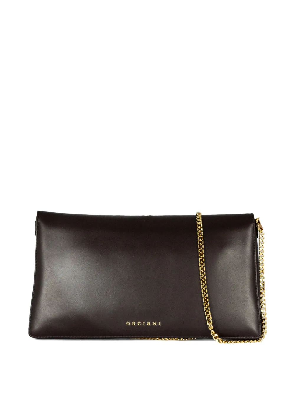 Orciani Gossip Soft Logo-print Leather Clutch Bag In Brown