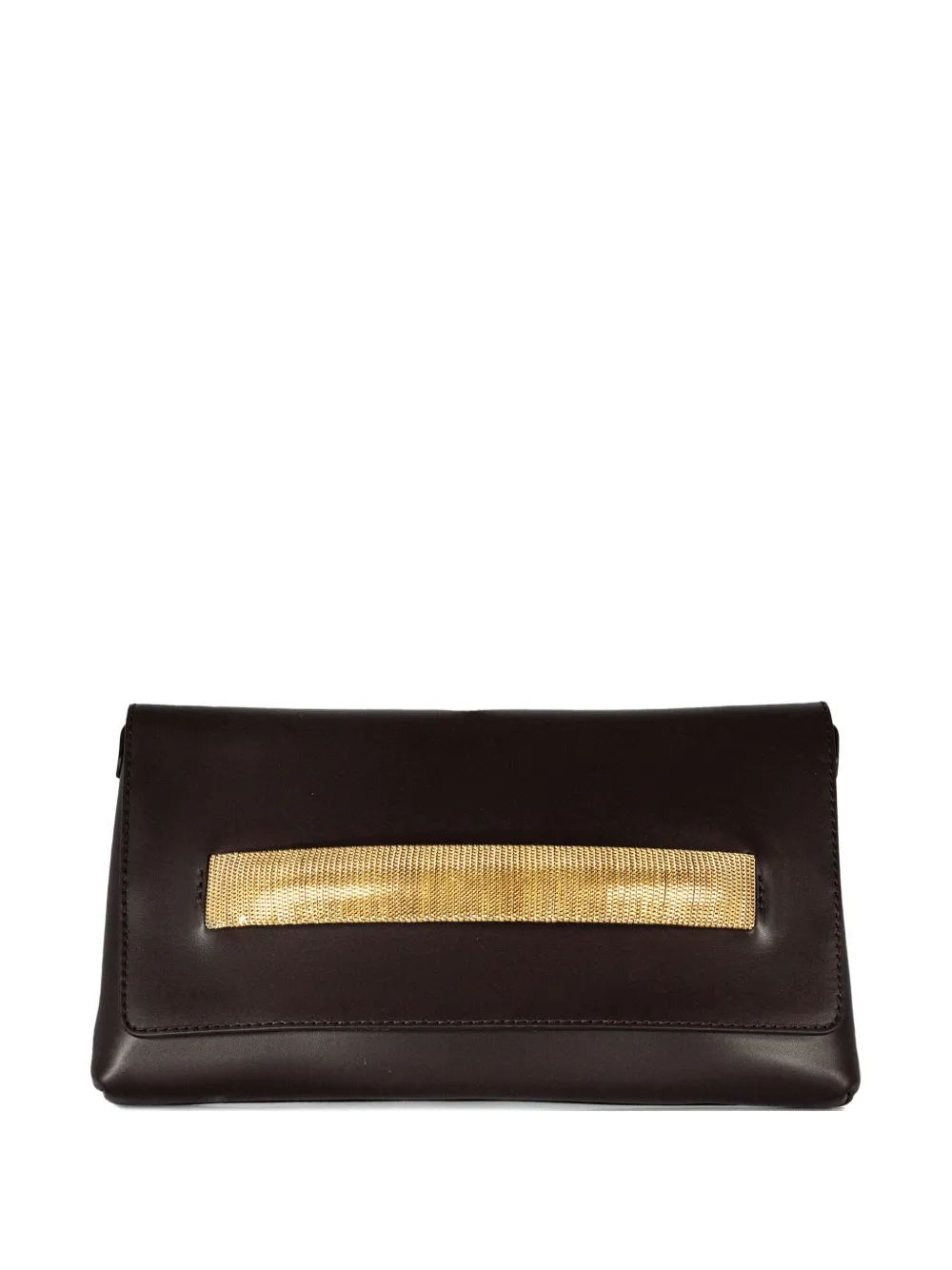 Orciani Gossip Soft Logo-print Leather Clutch Bag In Brown