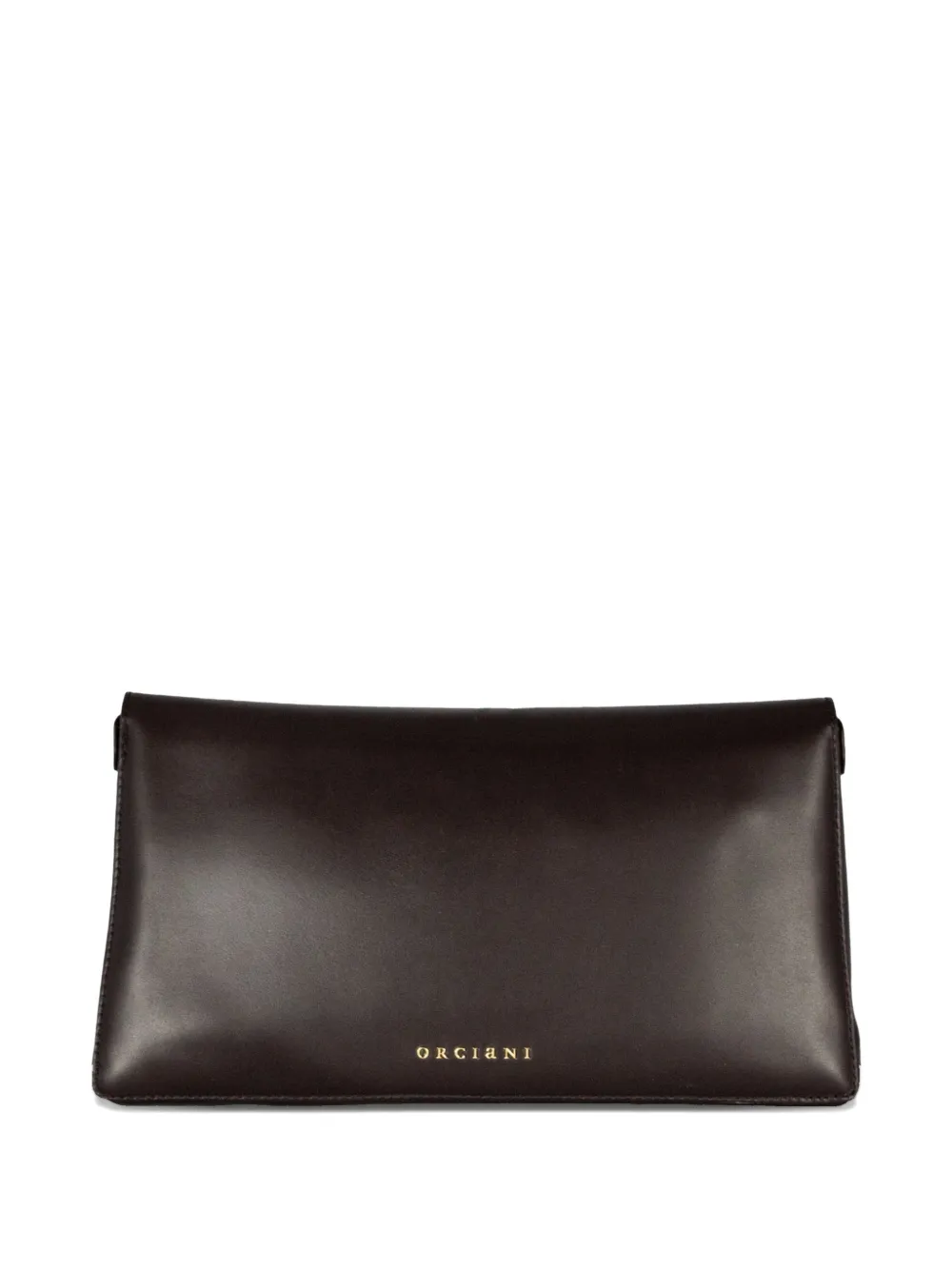 Orciani Gossip Soft Logo-print Leather Clutch Bag In Brown